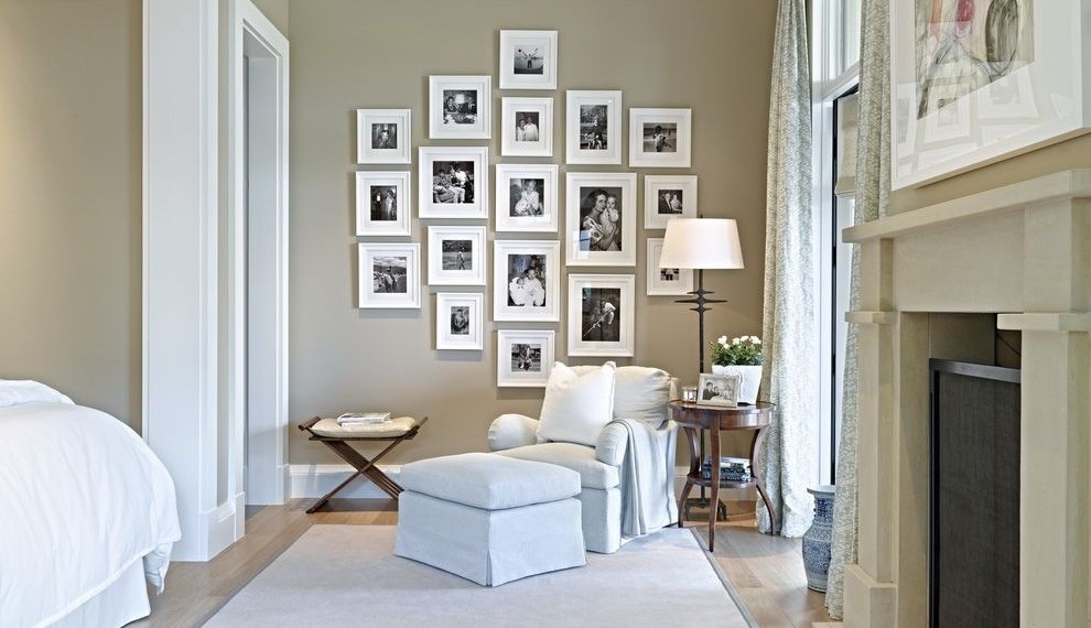 Matted Picture Frames Transitional Bedroom with Wall Art Collage