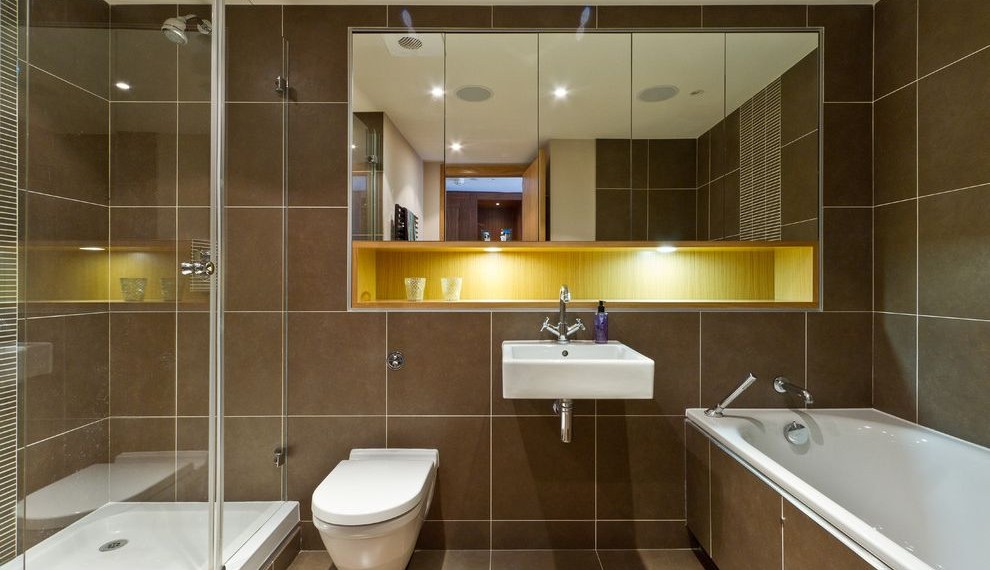 Medicine Cabinets Recessed Contemporary Bathroom with Bathroom Storage