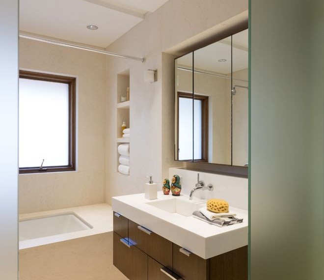 Medicine Cabinets Recessed Modern Bathroom with Towel Storage