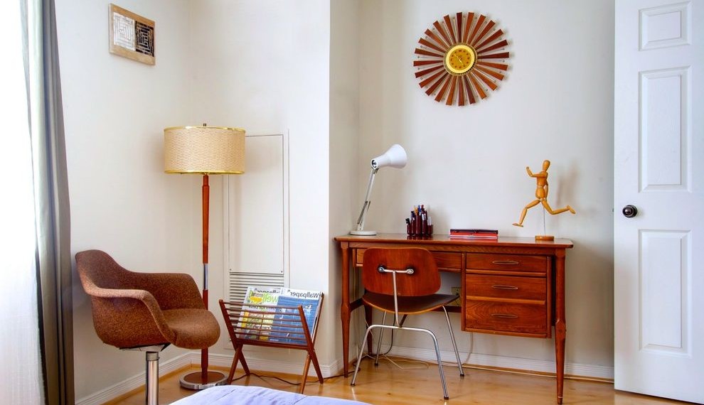 Mid Century Office Chair Midcentury Home Office with Sunburst Clock