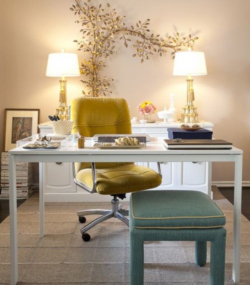 Mid Century Office Chair Shabby Chic Style Home Office with Wall Art