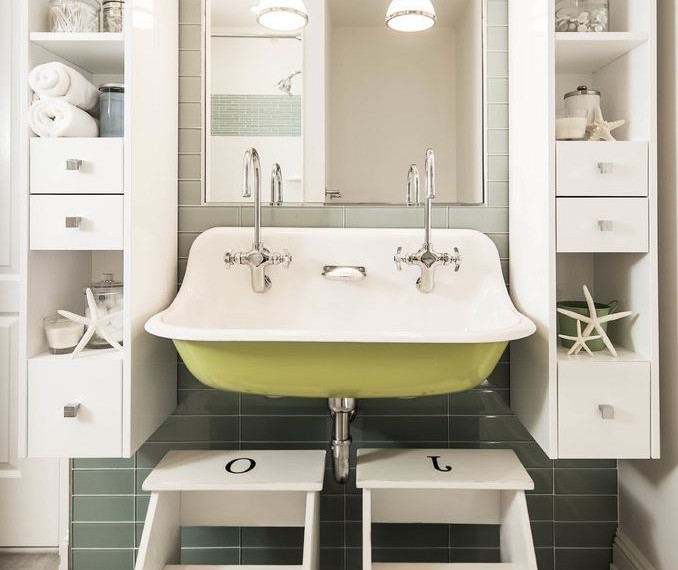 Moen Bathroom Faucet Repair Beach Style Bathroom with White Drawers