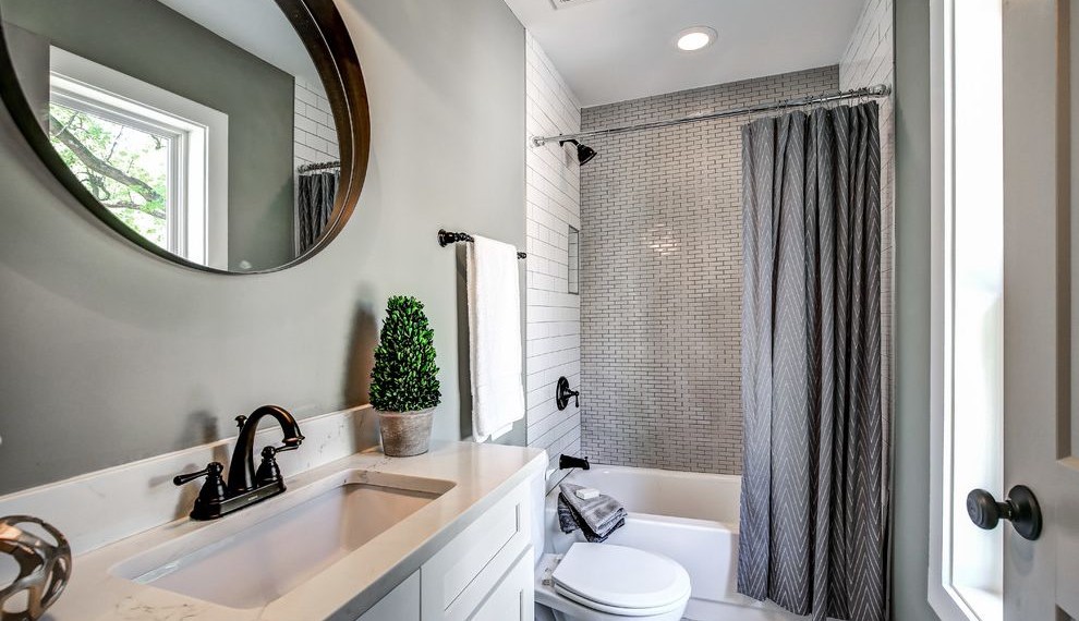 Moen Bathroom Faucet Repair Transitional Bathroom with Mosaci Tile