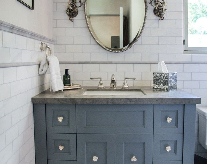 Moen Faucet Repair Traditional Bathroom with Painted Cabinets