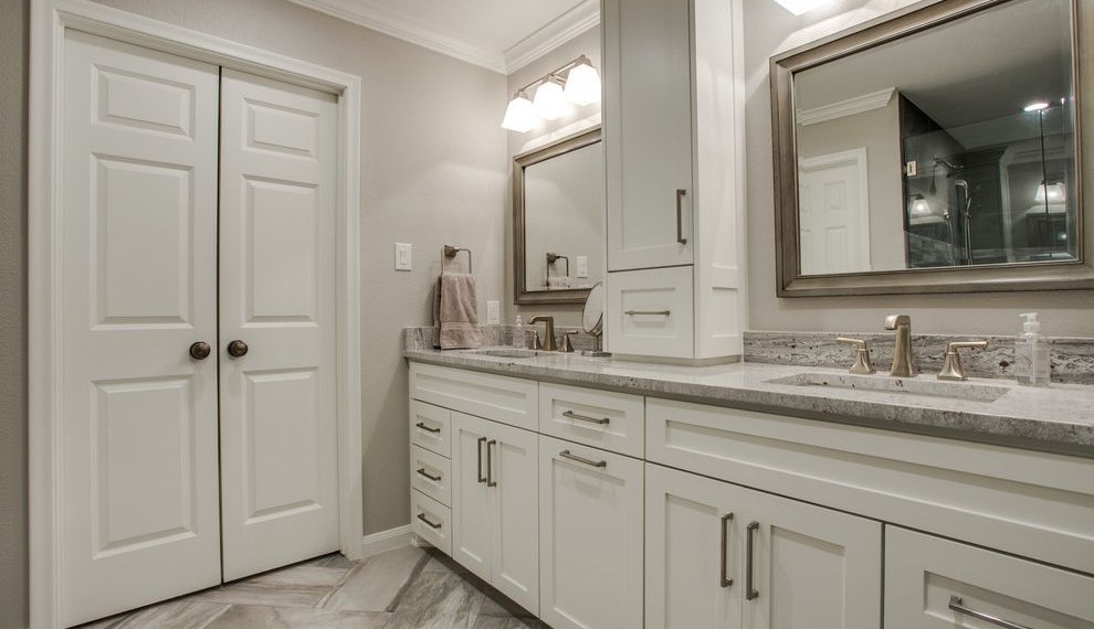 Moen Faucet Repair Transitional Bathroom with Shaker Style