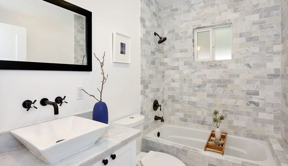 Moen Faucet Repair Transitional Bathroom with Small Bathroom