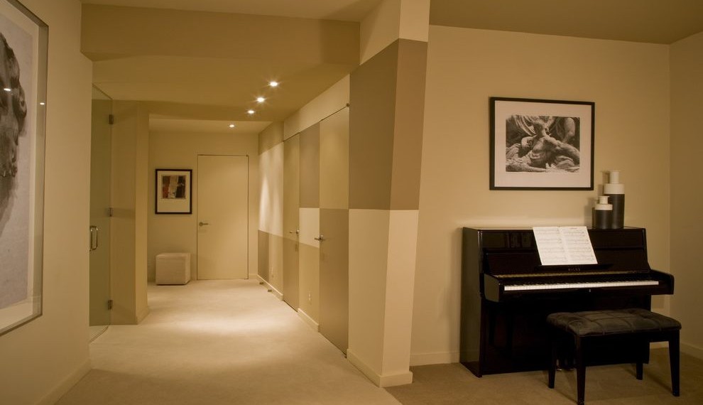 Mold Resistant Drywall Contemporary Basement with Mosaic Paint