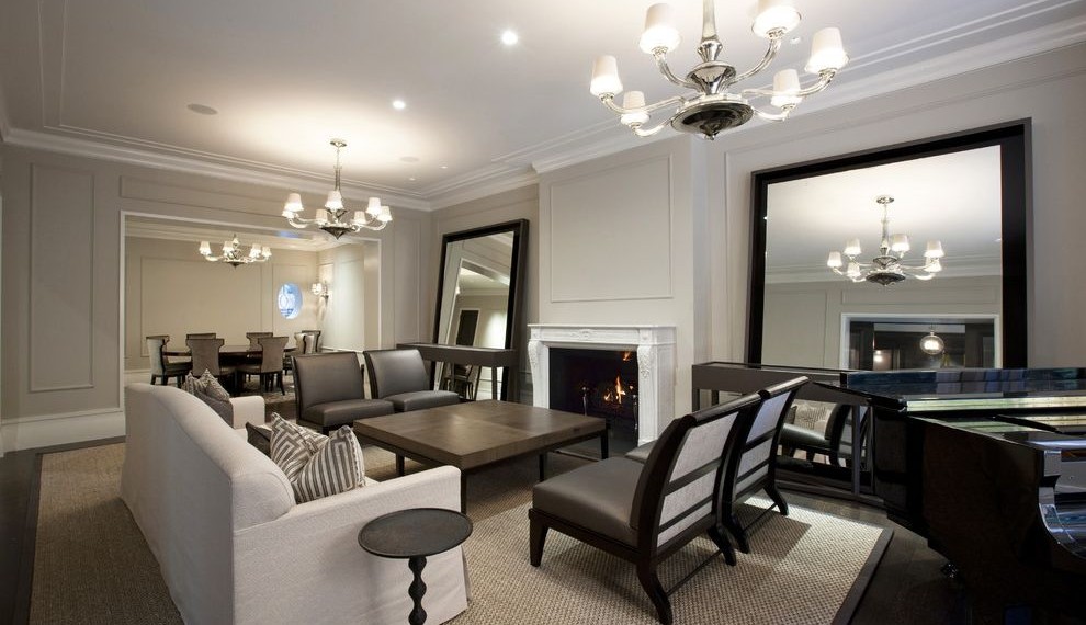 Mold Resistant Drywall Contemporary Living Room with Area Rug