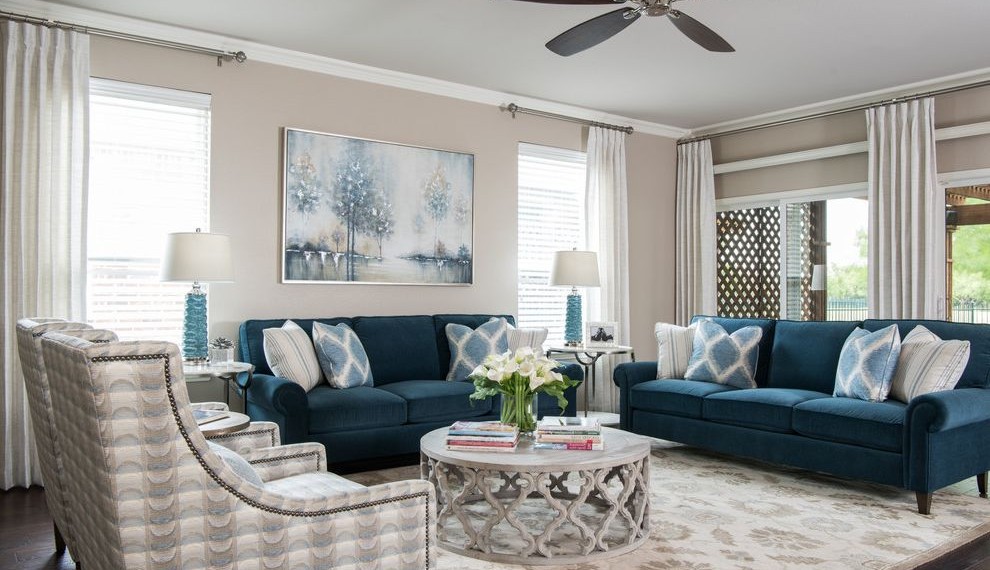 Mold Resistant Drywall Traditional Living Room with White Window Curtains