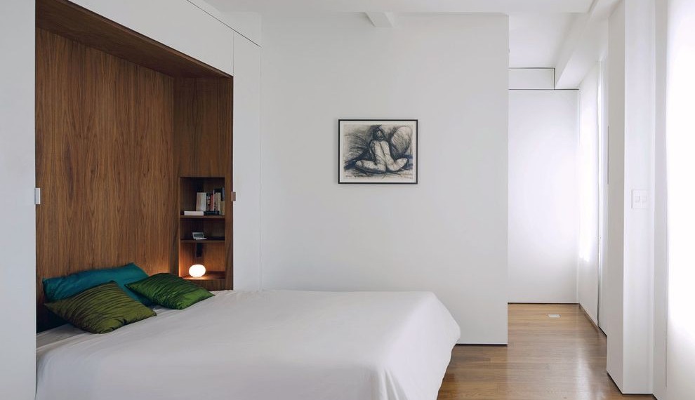 Murphy Bed Kit Modern Bedroom with Inset Shelves