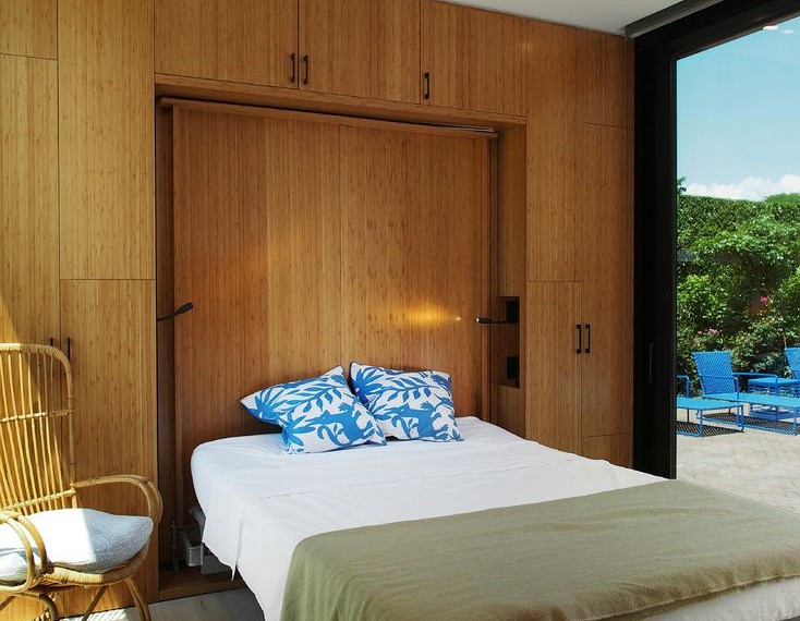 Murphy Bed Kit Modern Bedroom with Pool House