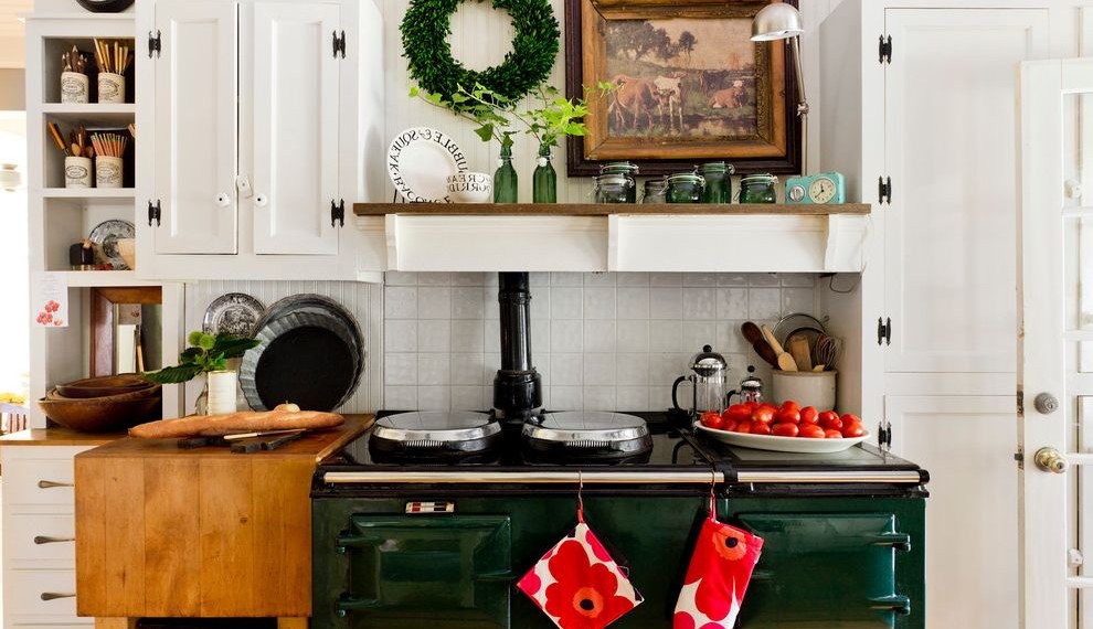 Nest Smoke Alarm Traditional Kitchen with Butcher Block Counter