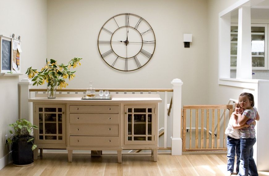 Nest Smoke Detector Traditional Staircase with Hardwood Floors