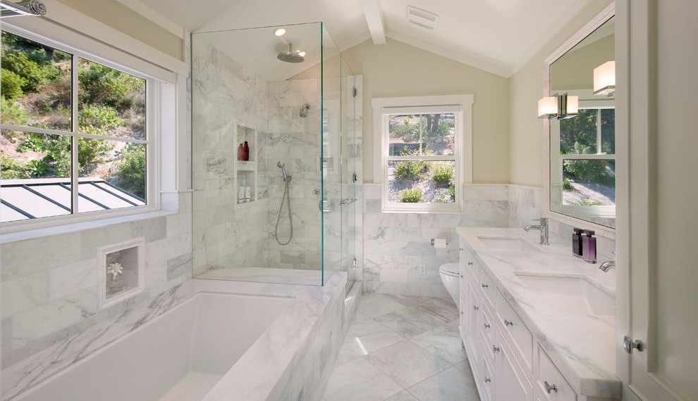 Nordictrack X11i Traditional Bathroom with Marble Floor
