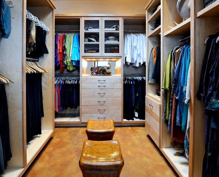 Office Organization Traditional Closet with Light Wood Cabinets