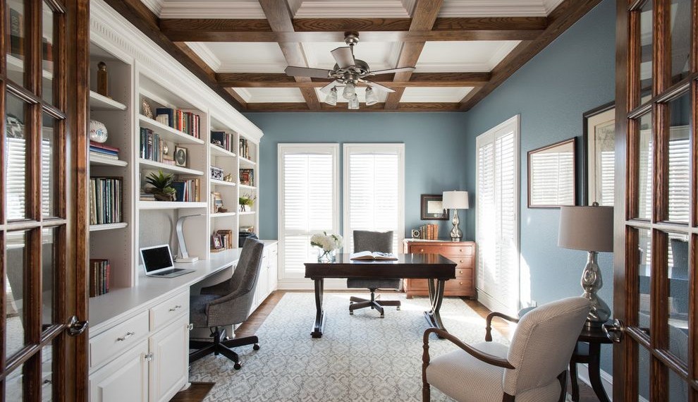 Office Organization Transitional Home Office with Floating Desk