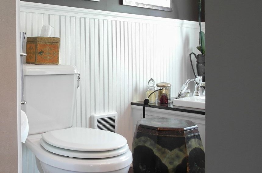 Painting Cornhole Boards Traditional Bathroom with Dark Floor