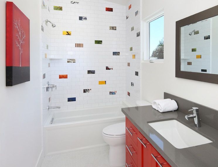 Painting Cornhole Boards Transitional Bathroom with Wall Art