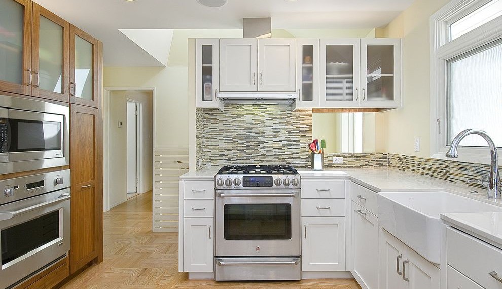 Parkay Floors Contemporary Kitchen with Farmhouse Sink