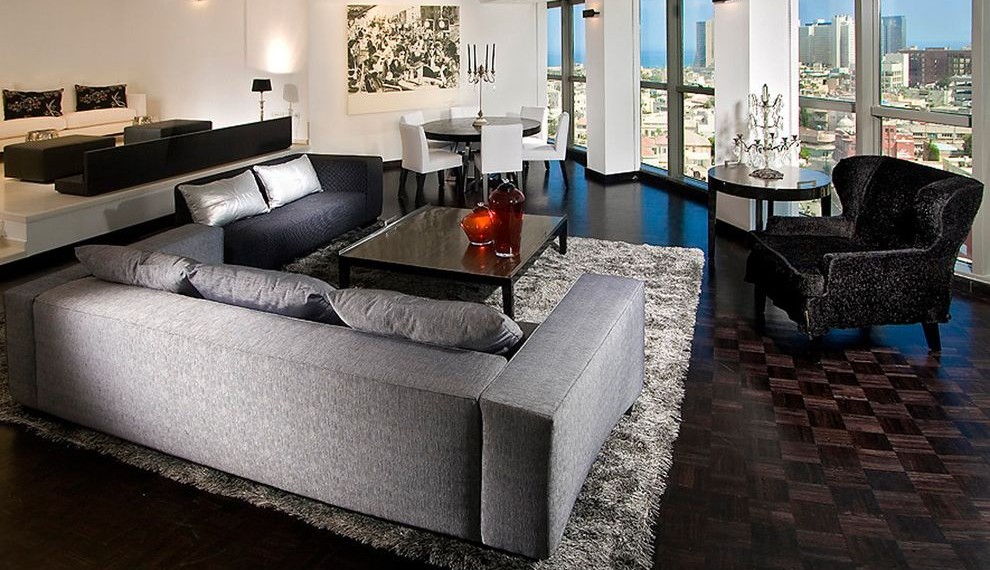 Parkay Floors Contemporary Living Room with Open Floor Plan