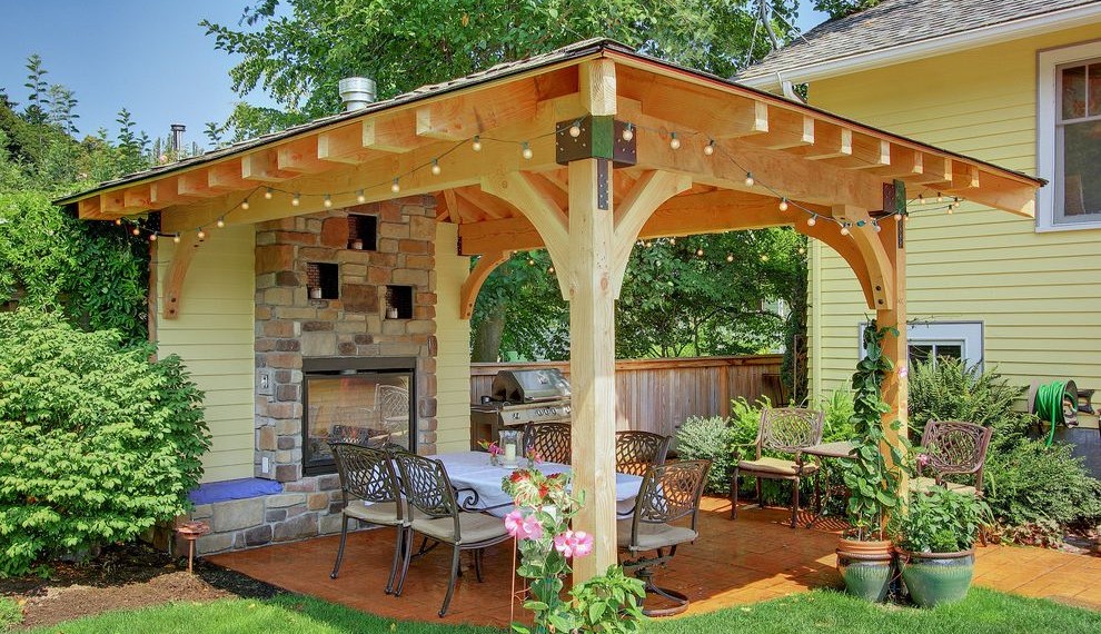 Patio Gazebos Contemporary Patio with Turf