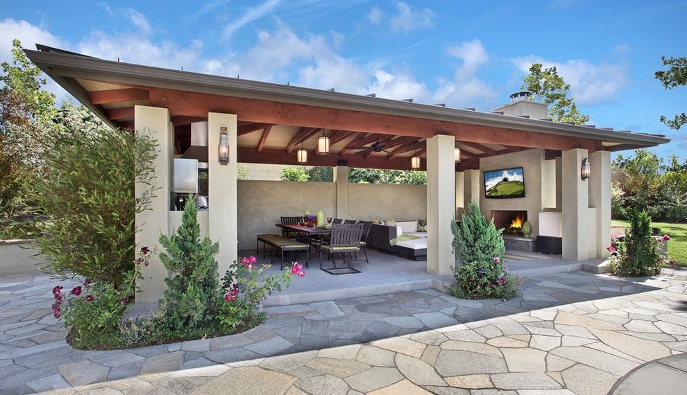 Patio Gazebos Contemporary Patio with Tv