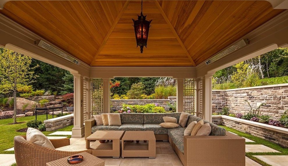 Patio Gazebos Traditional Patio with Landscape