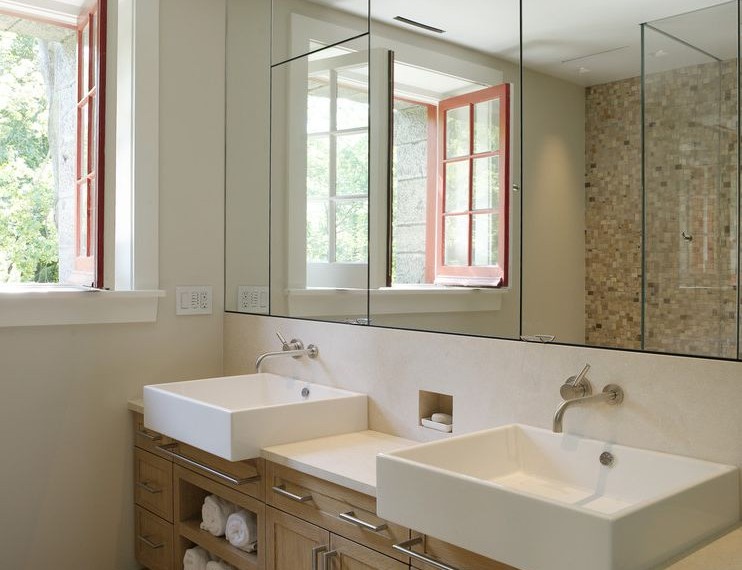 Pegasus Medicine Cabinet Contemporary Bathroom with Tile Flooring