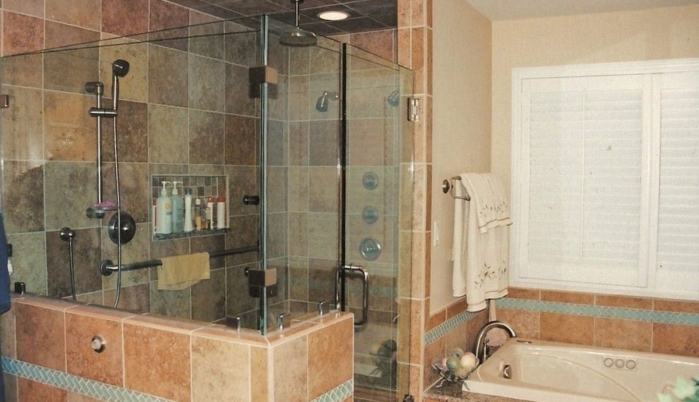 Programmable Thermostats Contemporary Bathroom with Recessed Shelf