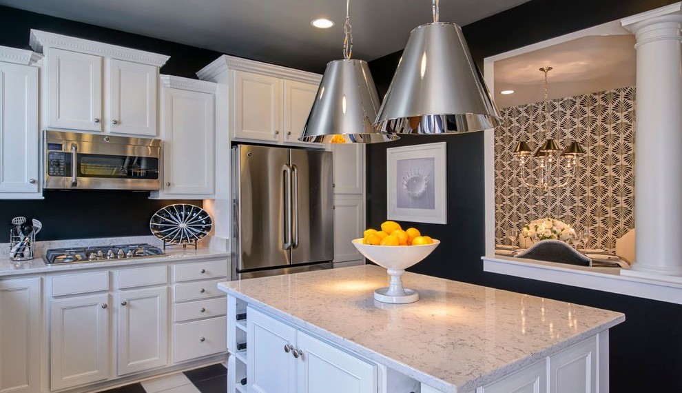 Quartz Counters Contemporary Kitchen with Kitchen Island