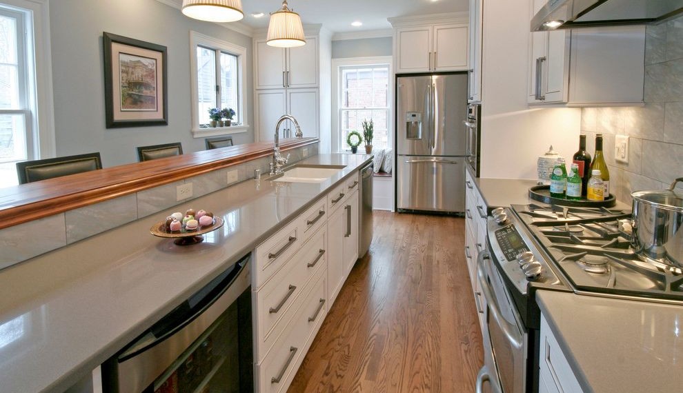 Quartz Counters Traditional Kitchen with Pendant Light
