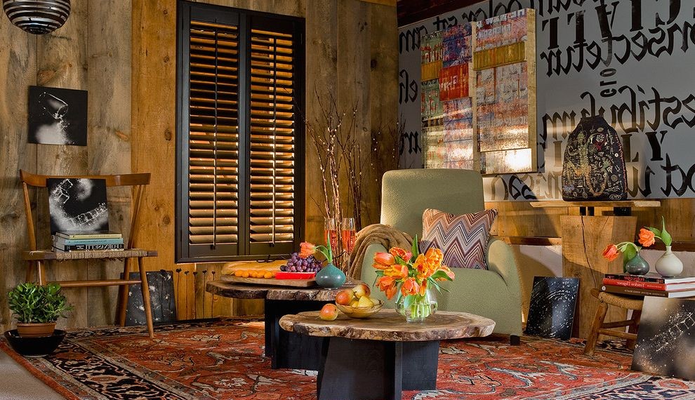 Reclaimed Wood Dresser Eclectic Living Room with Reclaimed Barn Wood Wall