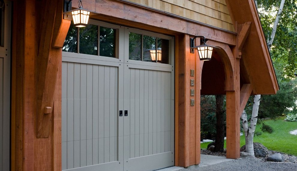 Replace Garage Door Opener Craftsman Garage with Blue Wood Door