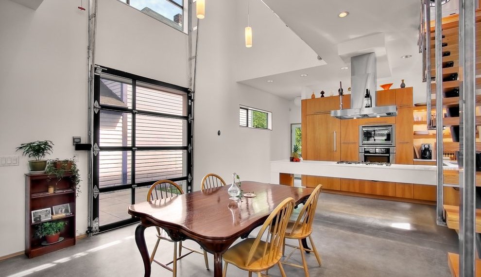 Replace Garage Door Opener Industrial Kitchen with Open Risers