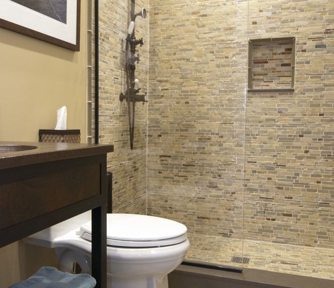 Retrofit Shower System Contemporary Bathroom with 12x12 Tile