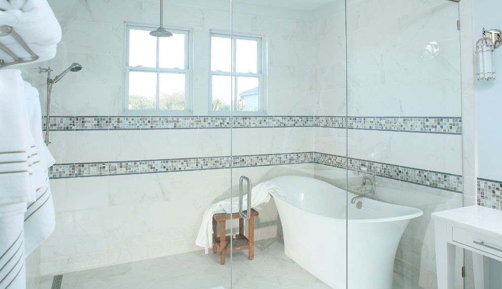 Retrofit Shower System Transitional Bathroom with Wet Room
