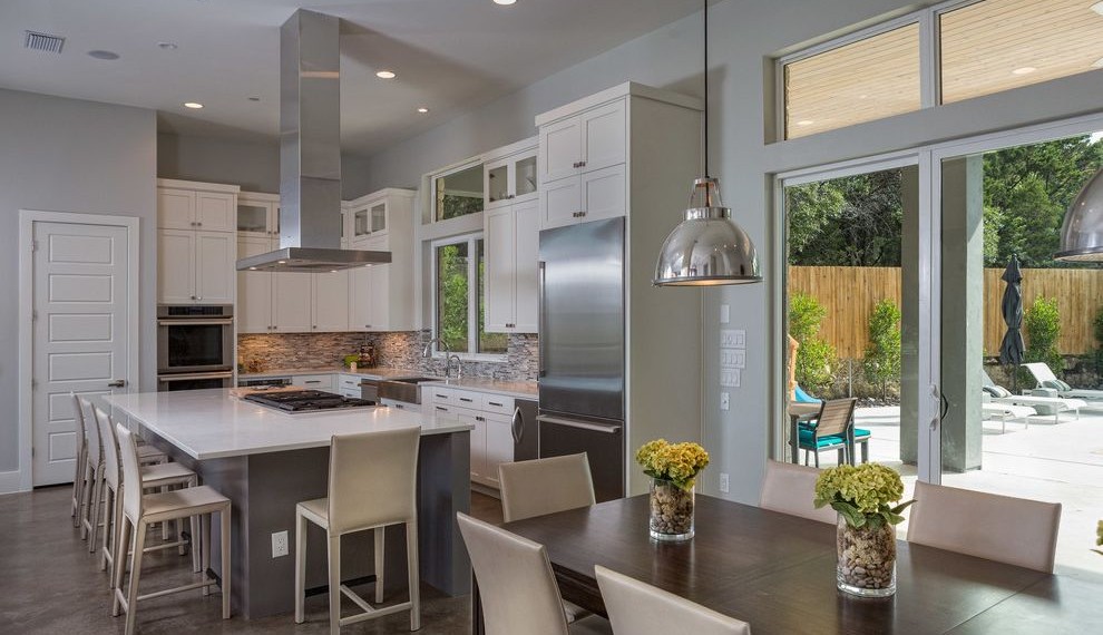 Ridge Vent Installation Contemporary Kitchen with Island Vent Hood