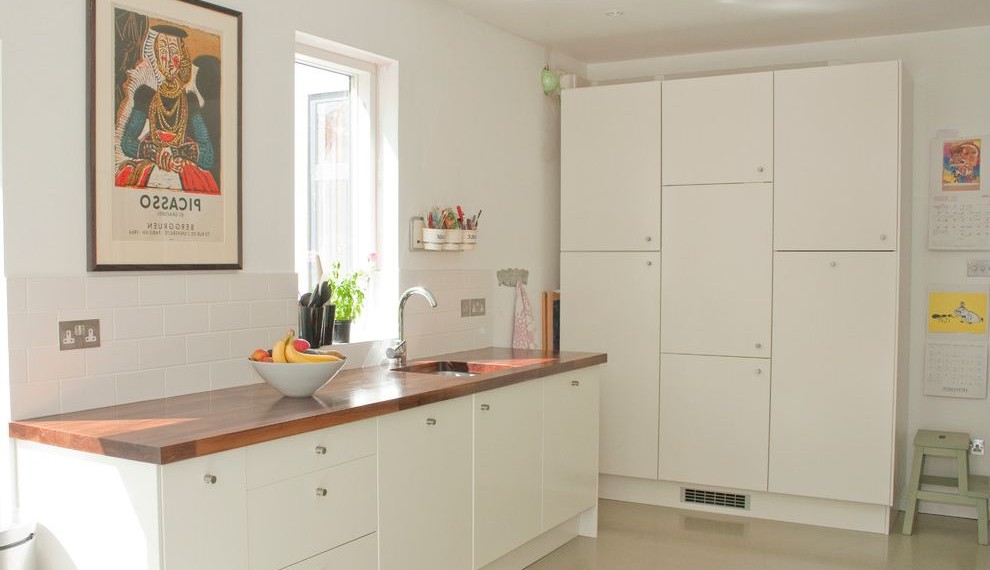 Rubber Garage Flooring Contemporary Kitchen with Beige Floor