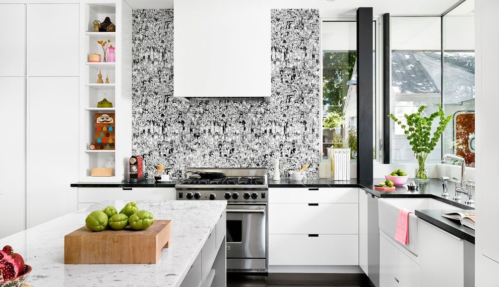Rust Stain Remover Contemporary Kitchen with White Drawers