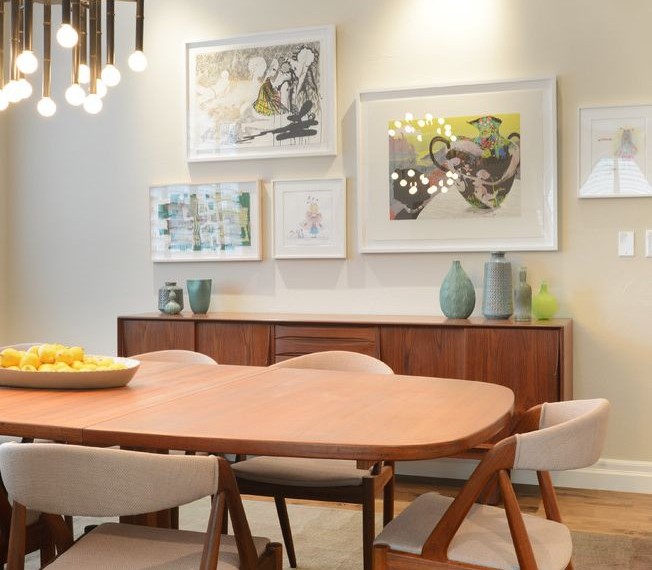 Rust Stain Remover Midcentury Dining Room with Gallery Wall