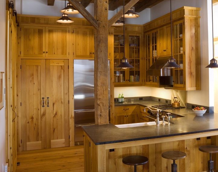 Rustic Bar Lights Rustic Kitchen with Dark Counter