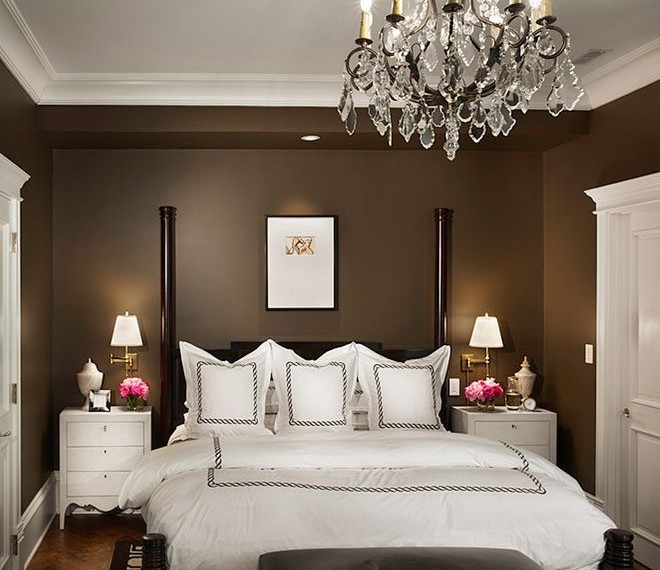 Rustic King Bed Frame Traditional Bedroom with Wall Lighting
