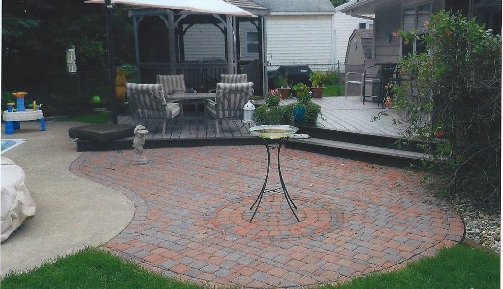 Screened in Gazebo Traditional Deck with Patio Brick Pavers