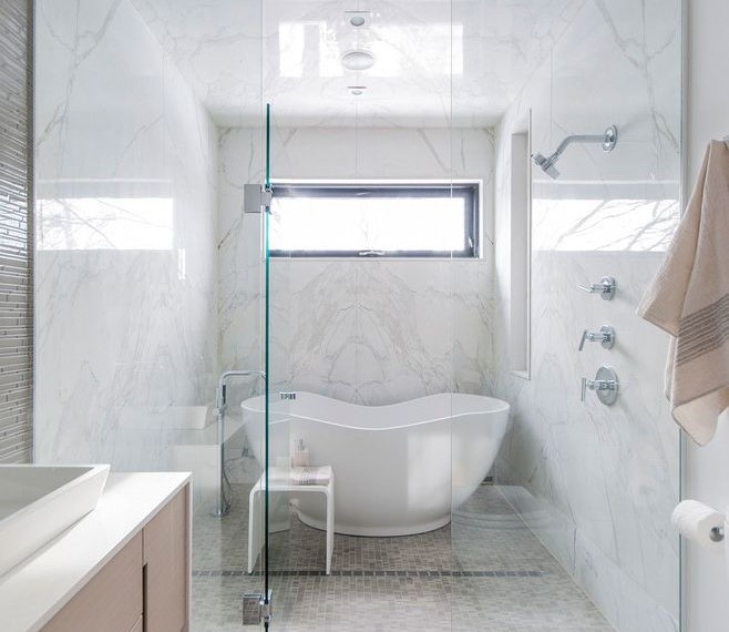 Shower Tub Inserts Contemporary Bathroom with Cabinetry