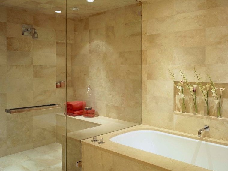 Shower Tub Inserts Contemporary Bathroom with Tile