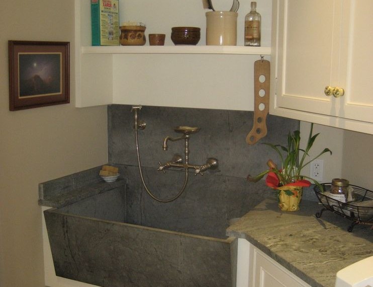 Slop Sink Traditional Laundry Room with Floor