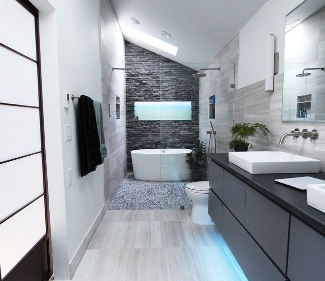 Sod Installation Cost Contemporary Bathroom with Gray Vanity with Drawer Fronts