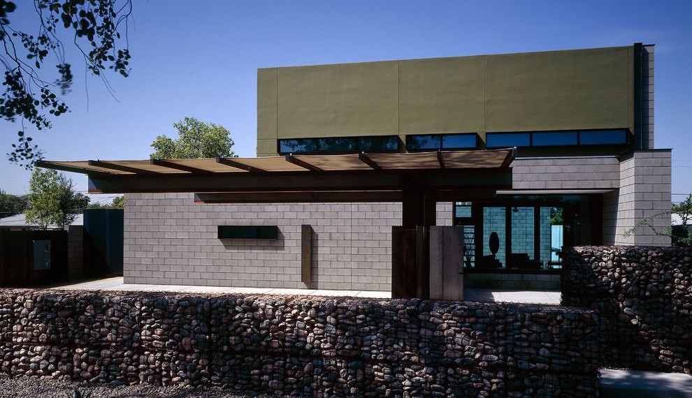 Soundproof Insulation for Walls Modern Exterior with Gabion Wall
