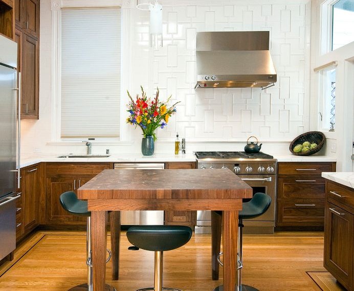 Stainless Steel Oven Contemporary Kitchen with Stool