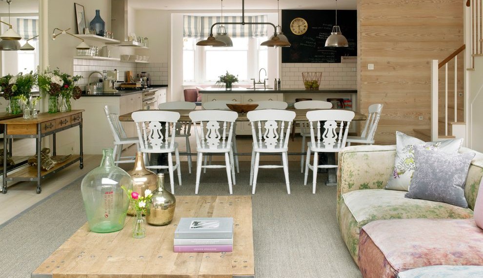 Steampunk Dining Table Shabby Chic Style Dining Room with Wood Panneled Wall
